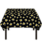 Black Plumeria Flower Pattern Print Tablecloth