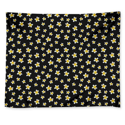 Black Plumeria Flower Pattern Print Tapestry