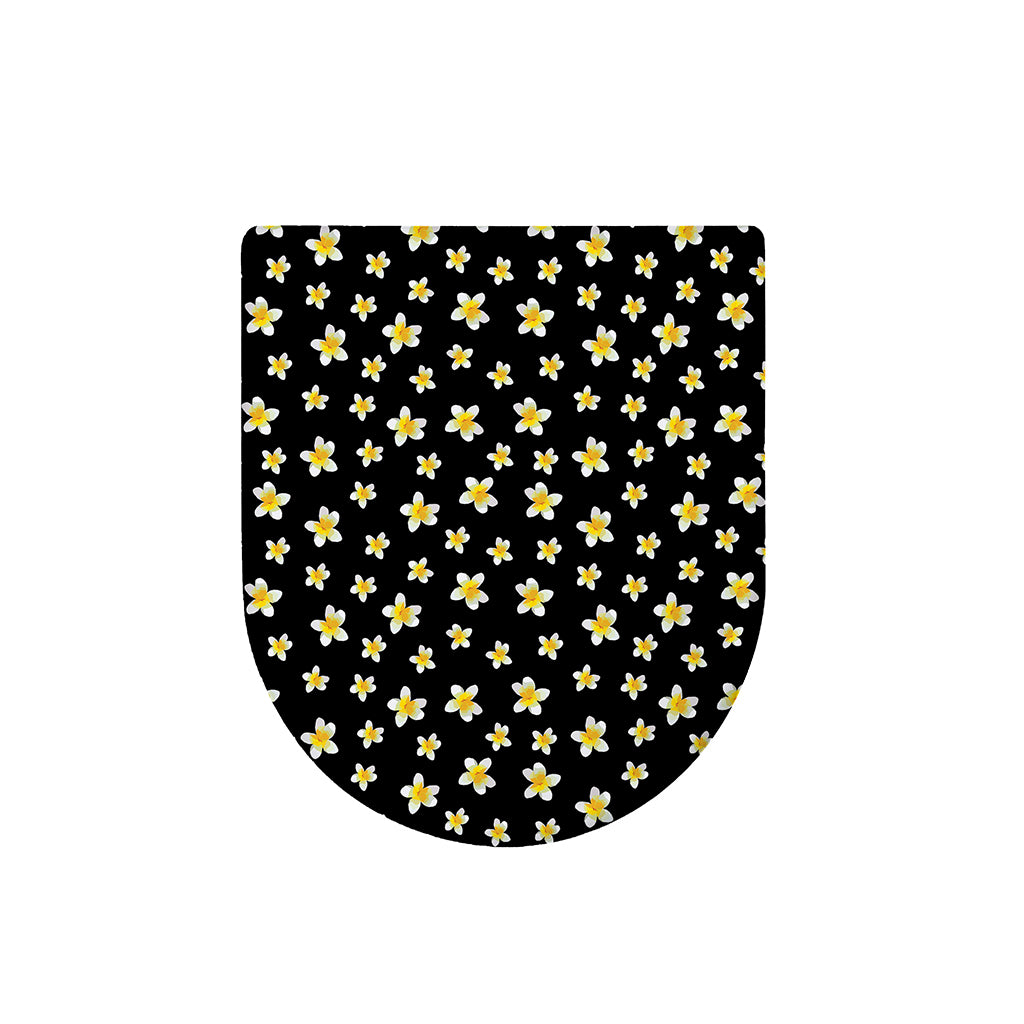 Black Plumeria Flower Pattern Print Toilet Lid Cover