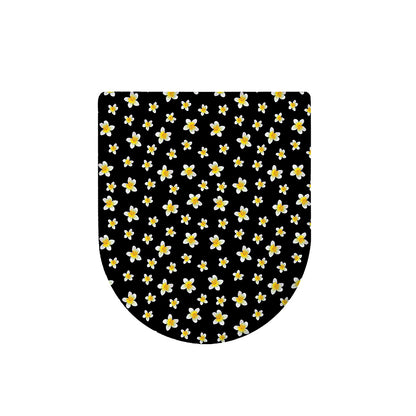 Black Plumeria Flower Pattern Print Toilet Lid Cover