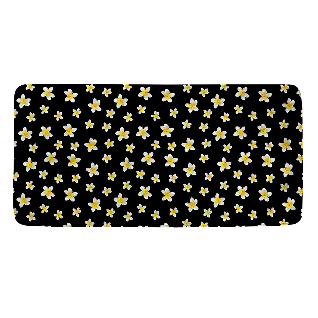Black Plumeria Flower Pattern Print Towel
