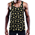 Black Plumeria Flower Pattern Print Training Tank Top