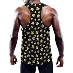 Black Plumeria Flower Pattern Print Training Tank Top
