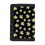 Black Plumeria Flower Pattern Print Trifold Wallet