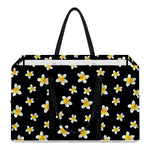 Black Plumeria Flower Pattern Print Utility Tote Bag