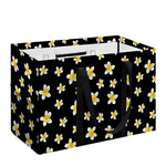 Black Plumeria Flower Pattern Print Utility Tote Bag