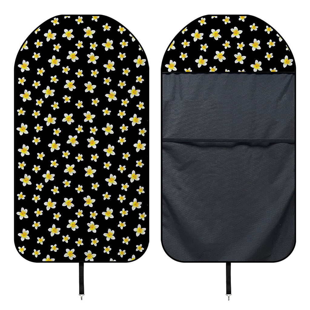 Black Plumeria Flower Pattern Print Waterproof Car Seat Cover