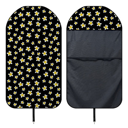 Black Plumeria Flower Pattern Print Waterproof Car Seat Cover