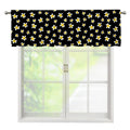Black Plumeria Flower Pattern Print Window Valance