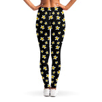 Black Plumeria Flower Pattern Print Women's Leggings