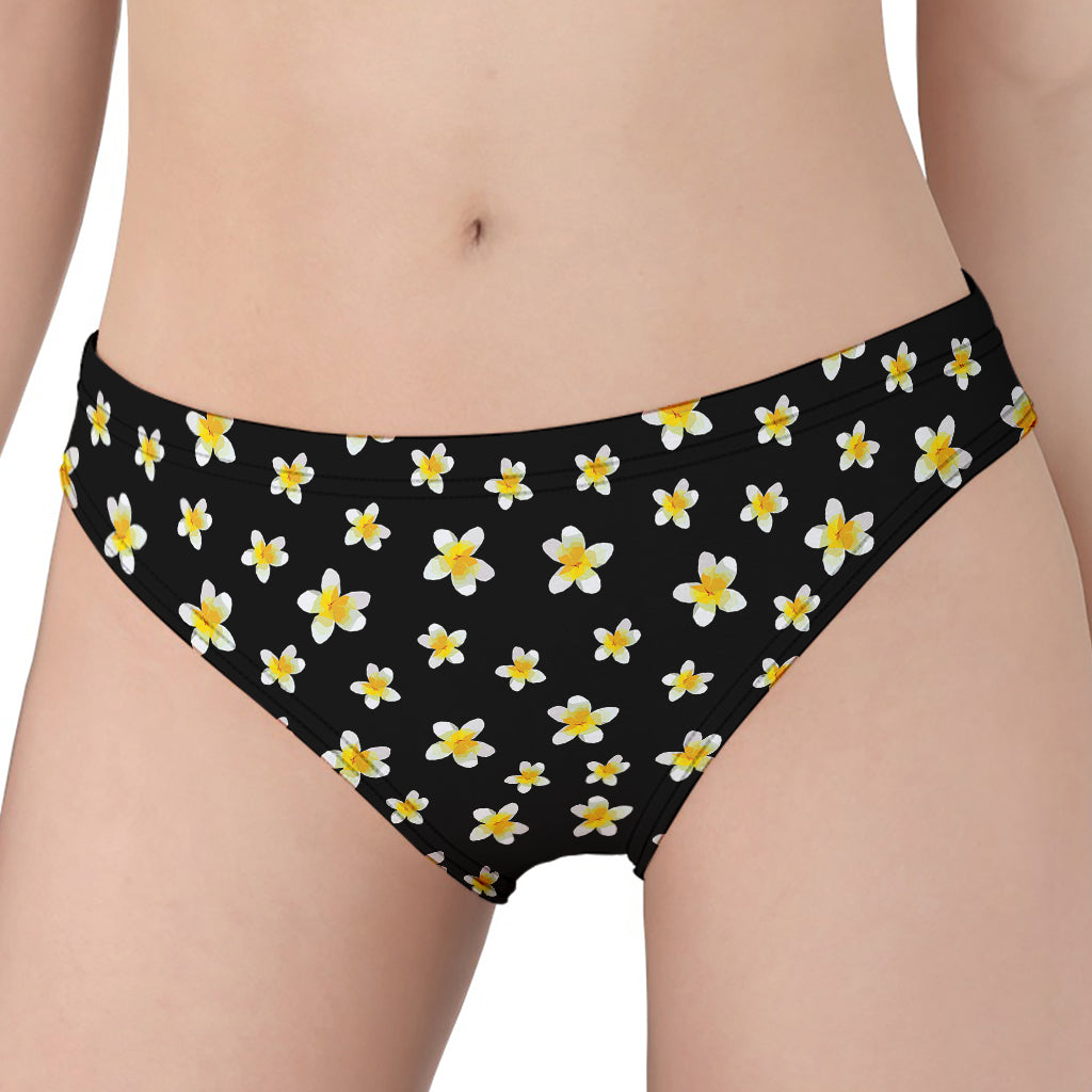 Black Plumeria Flower Pattern Print Women's Panties