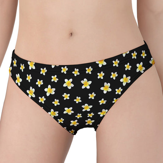 Black Plumeria Flower Pattern Print Women's Panties