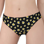 Black Plumeria Flower Pattern Print Women's Panties