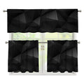 Black Polygonal Geometric Print 3 Piece Kitchen Curtains