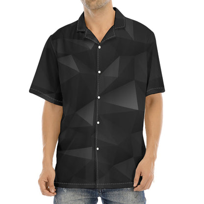 Black Polygonal Geometric Print Aloha Shirt