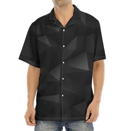 Black Polygonal Geometric Print Aloha Shirt