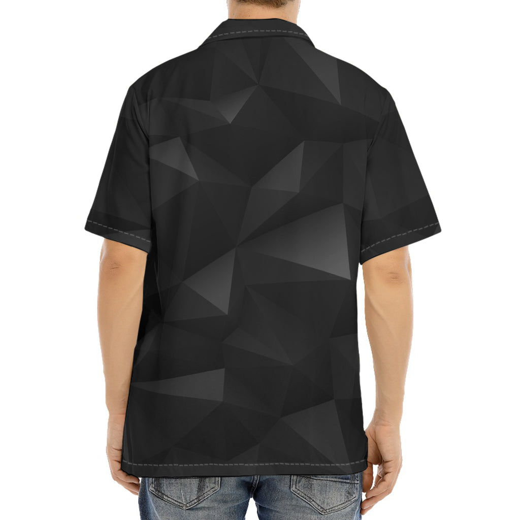 Black Polygonal Geometric Print Aloha Shirt