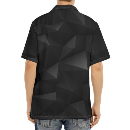 Black Polygonal Geometric Print Aloha Shirt