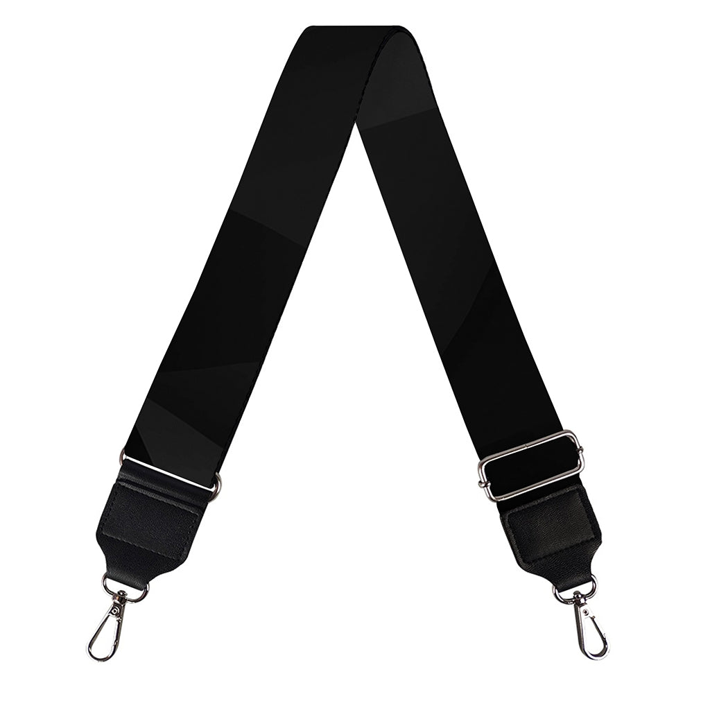 Black Polygonal Geometric Print Bag Strap