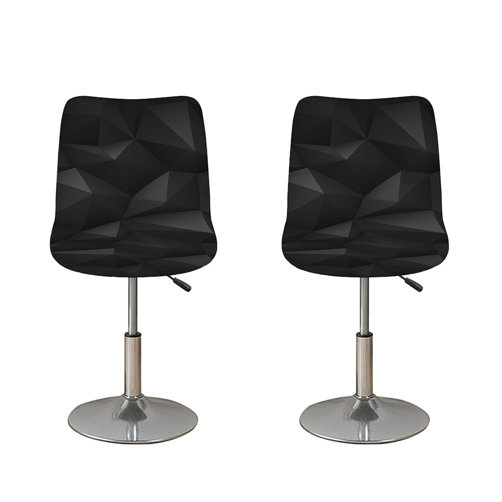 Black Polygonal Geometric Print Bar Stool Covers