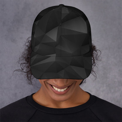 Black Polygonal Geometric Print Baseball Cap