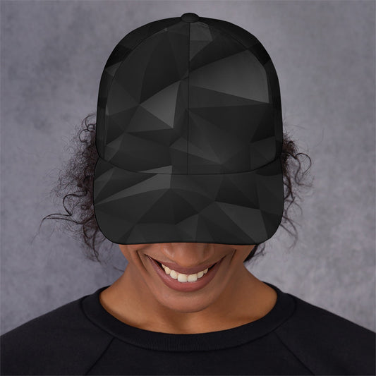 Black Polygonal Geometric Print Baseball Cap