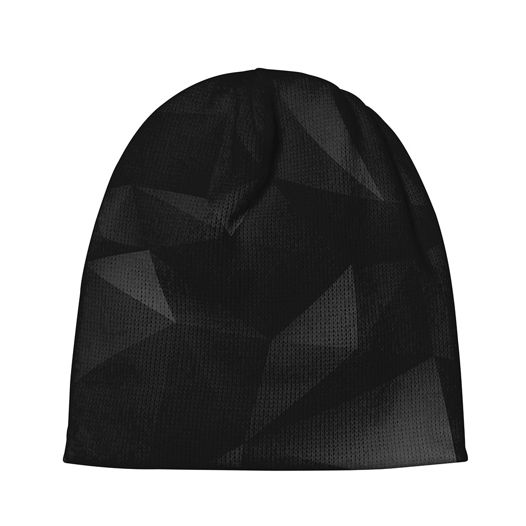 Black Polygonal Geometric Print Beanie