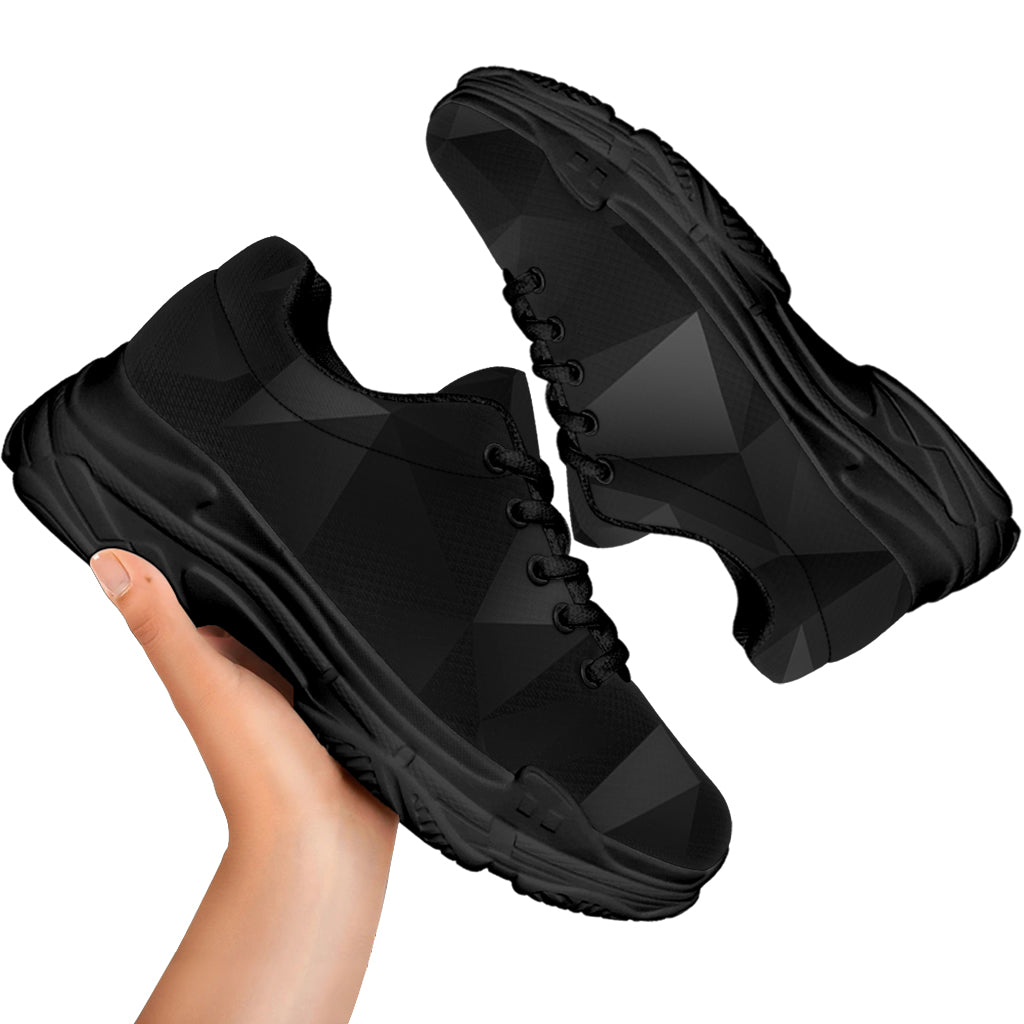 Black Polygonal Geometric Print Black Chunky Shoes