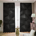 Black Polygonal Geometric Print Dimout Pencil Pleat Curtains
