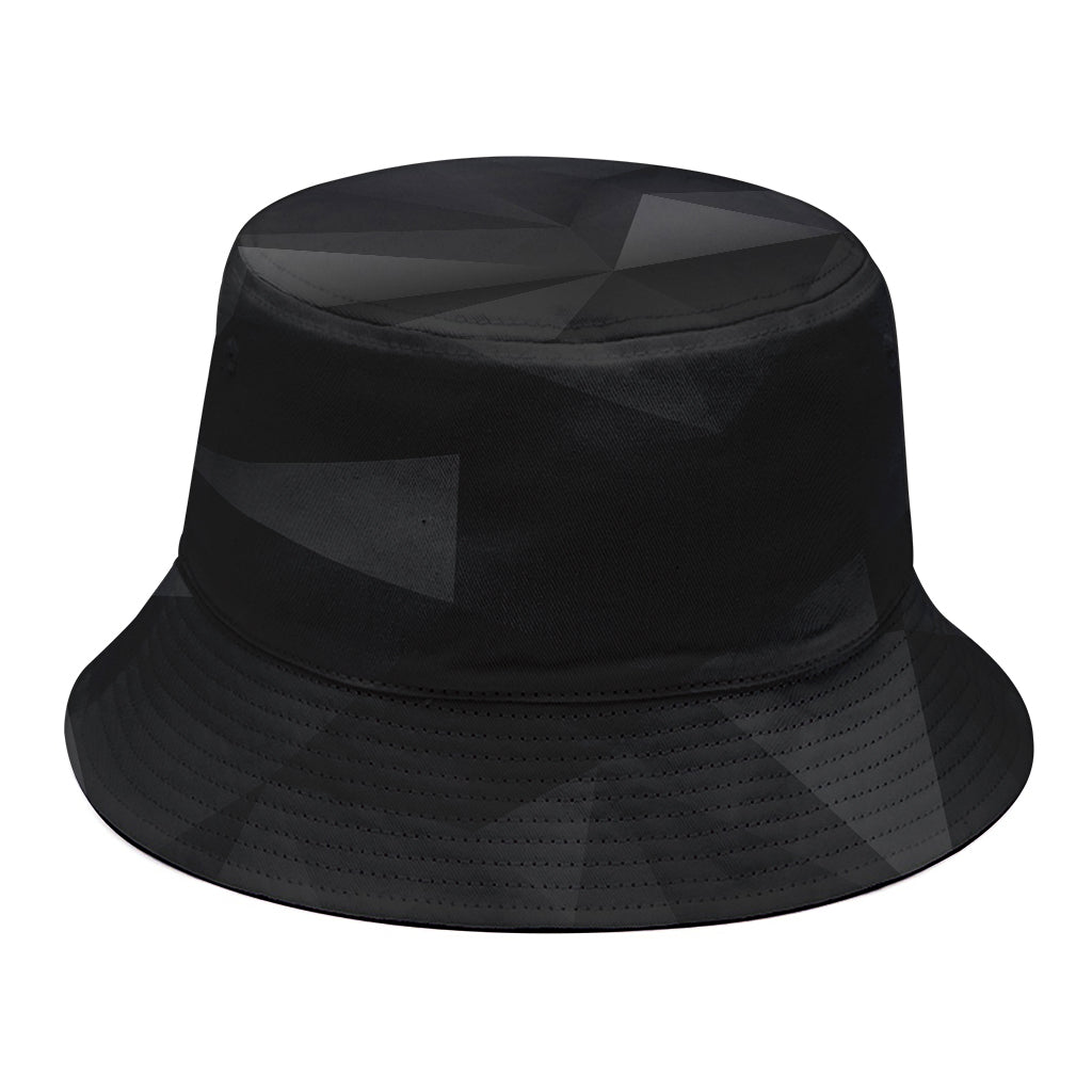 Black Polygonal Geometric Print Bucket Hat