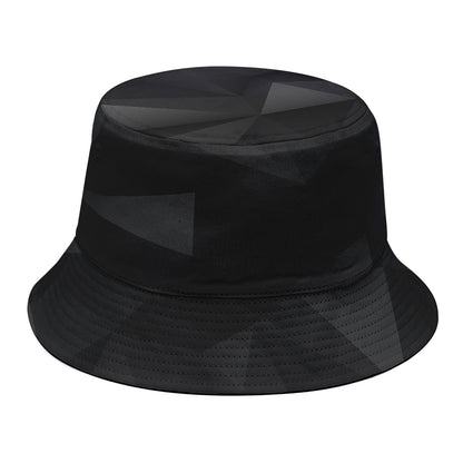 Black Polygonal Geometric Print Bucket Hat