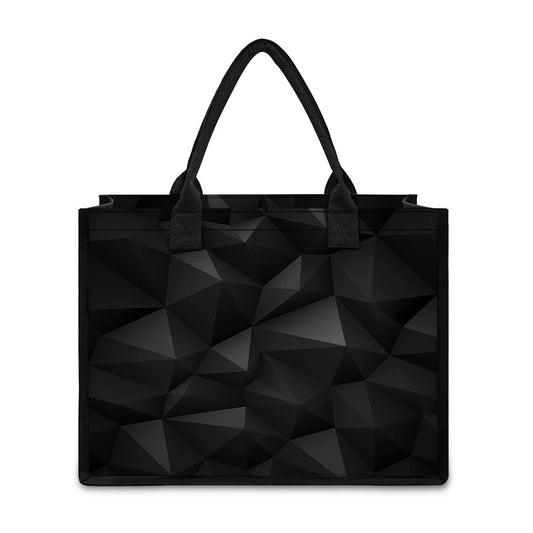 Black Polygonal Geometric Print Canvas Tote Bag