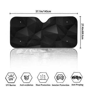 Black Polygonal Geometric Print Car Windshield Sun Shade