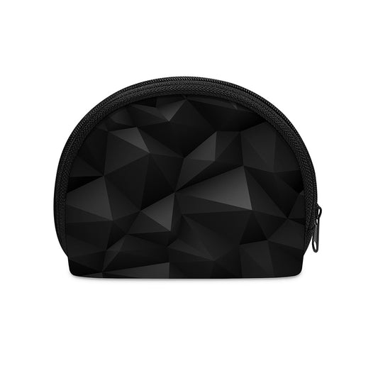 Black Polygonal Geometric Print Coin Purse