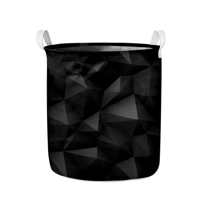 Black Polygonal Geometric Print Collapsible Laundry Basket