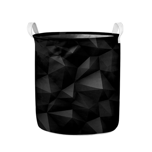 Black Polygonal Geometric Print Collapsible Laundry Basket