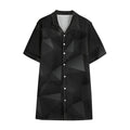 Black Polygonal Geometric Print Cotton Hawaiian Shirt