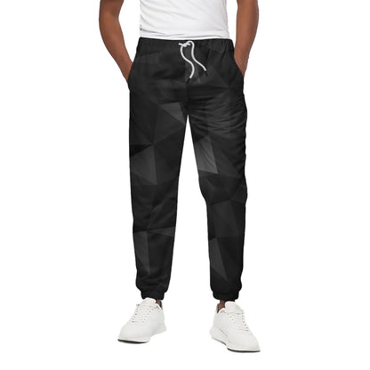 Black Polygonal Geometric Print Cotton Pants