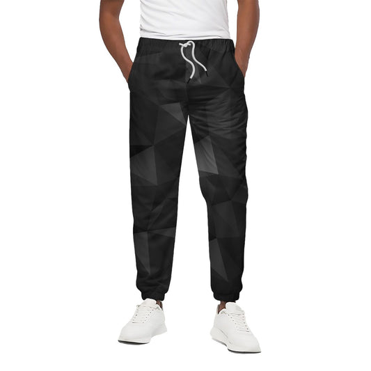 Black Polygonal Geometric Print Cotton Pants