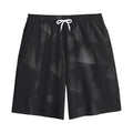 Black Polygonal Geometric Print Cotton Shorts