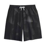 Black Polygonal Geometric Print Cotton Shorts