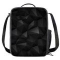 Black Polygonal Geometric Print Crossbody Lunch Bag