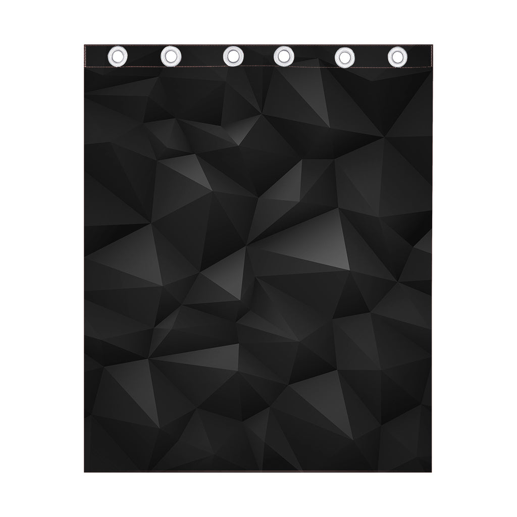 Black Polygonal Geometric Print Curtain