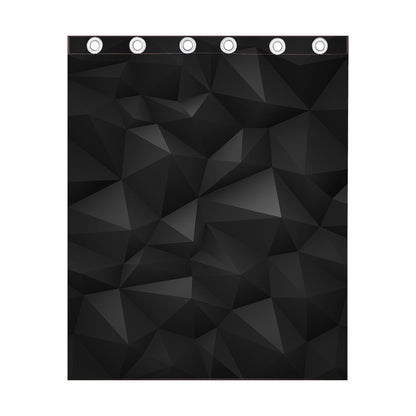 Black Polygonal Geometric Print Curtain