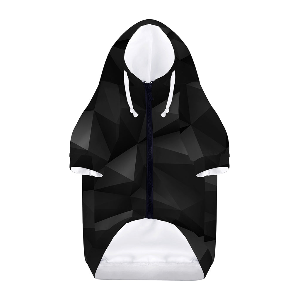 Black Polygonal Geometric Print Dog Zip Up Hoodie