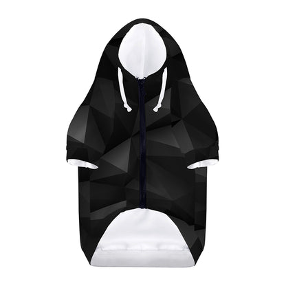 Black Polygonal Geometric Print Dog Zip Up Hoodie