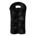 Black Polygonal Geometric Print Double Neoprene Wine Tote