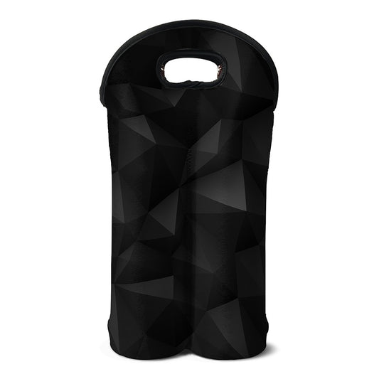 Black Polygonal Geometric Print Double Neoprene Wine Tote