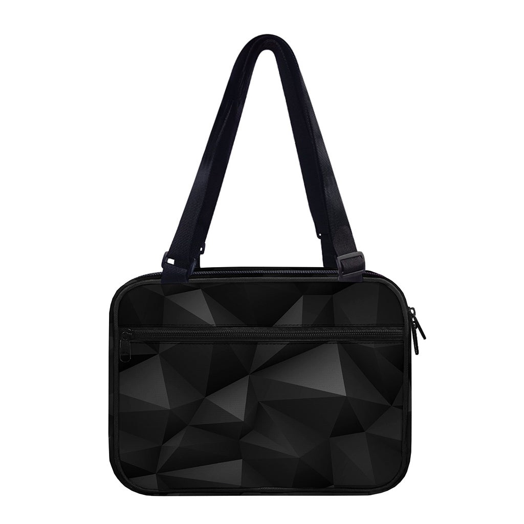Black Polygonal Geometric Print Double Strap Bible Bag