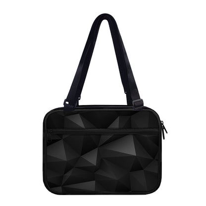 Black Polygonal Geometric Print Double Strap Bible Bag